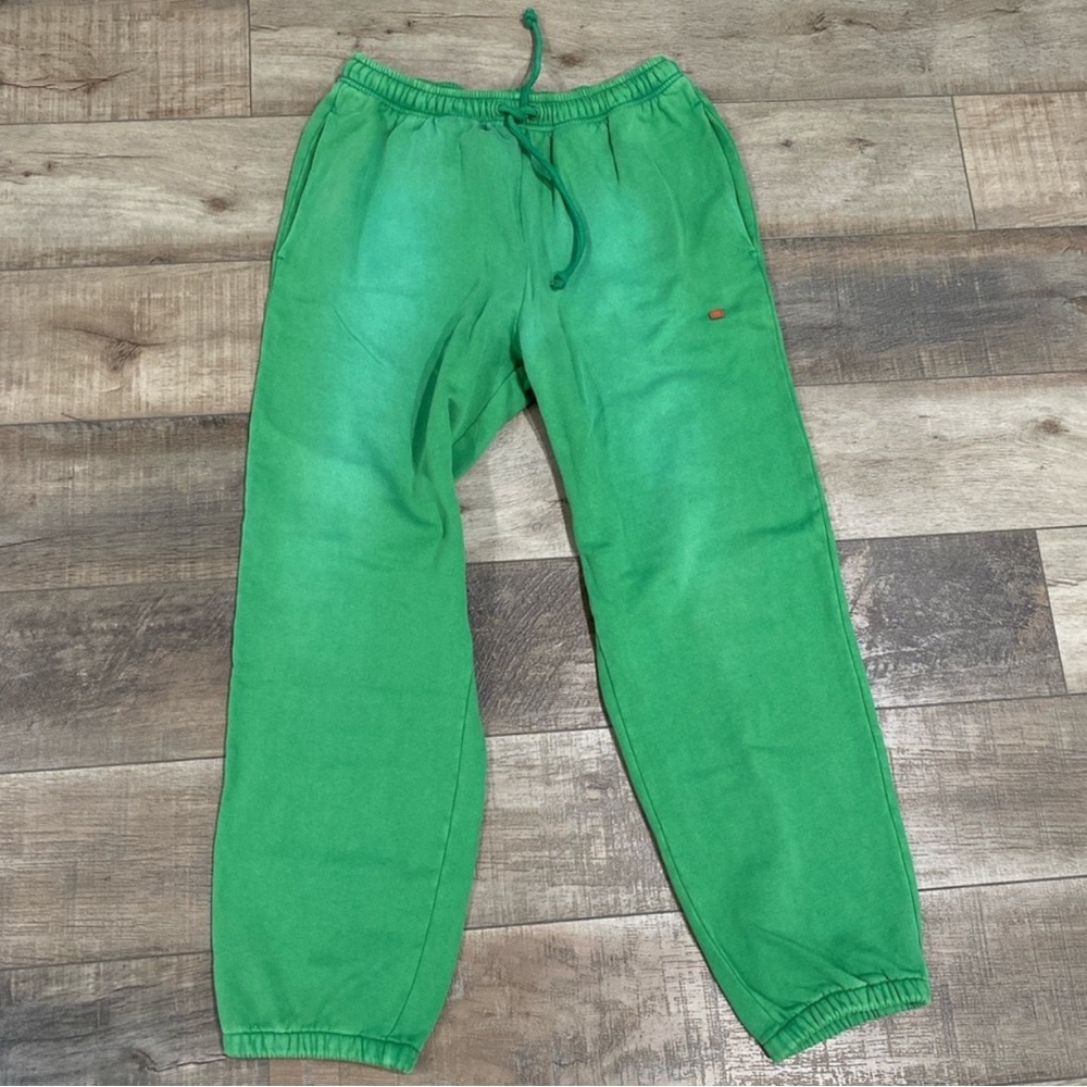 Acne Studios faded green appliqué cotton jersey track pant sweatpants - Picture 3 of 7